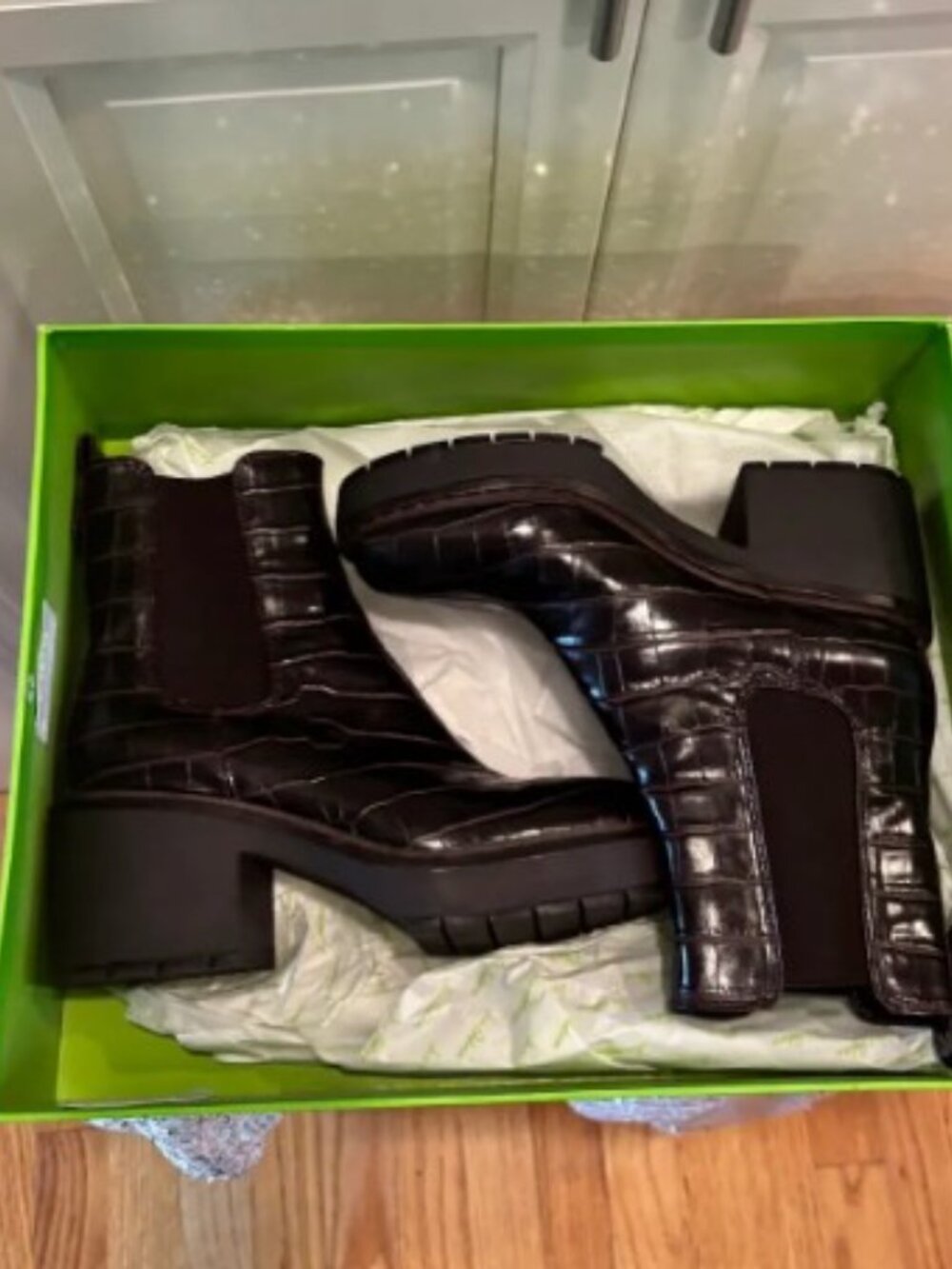 Anderson Black Crocodile-Embossed Chelsea Boots – Size 6 Medium